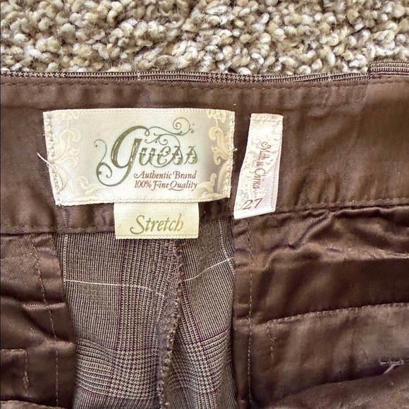 GUESS Brown Plaid Boot-Cut Pants with Matching Corset back Vest - Picture 3 of 10